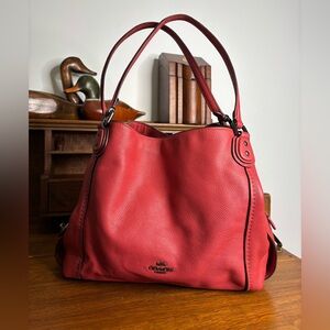 Coach Edie 31 Sunset Red Pebbled Leather w Gunmetal Hardware No. L1782-50123